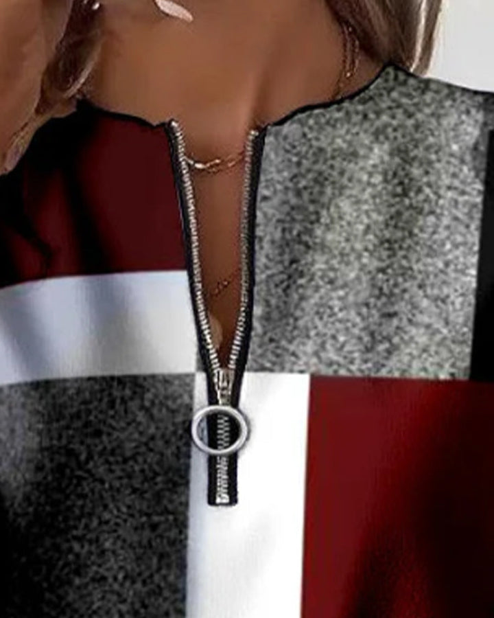 Barbara® | Casual Sweatshirt with Half Zipper and Print