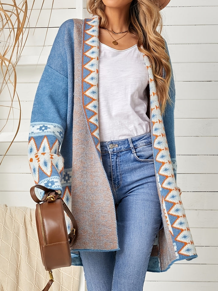 ISABELLA | BLUE AZTEC COMFORTABLE CARDIGAN