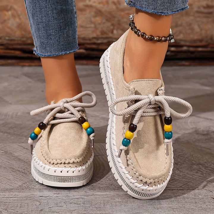 Women’s Vintage Beaded Lace-Up Loafers