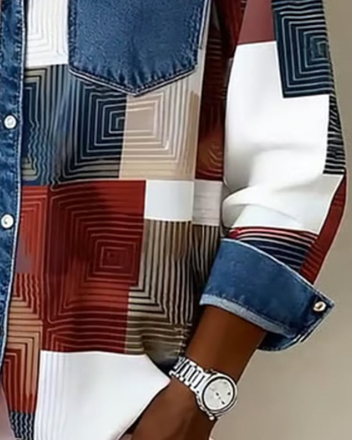 Karen® | Color Block Shirt Fashionable Collar