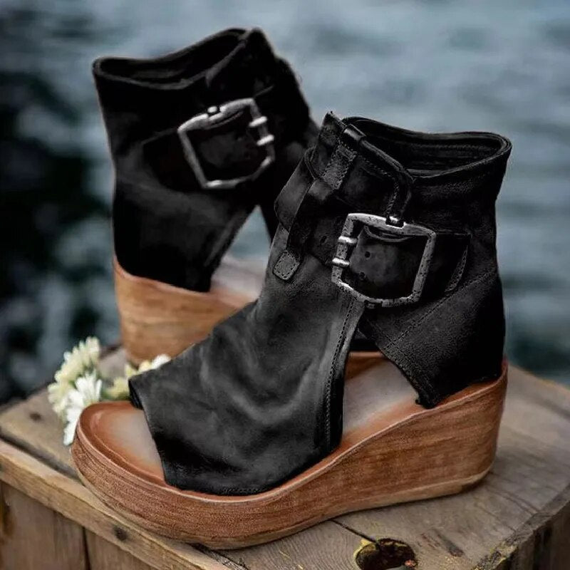 Margaret | Vintage Look Wedge Sandals