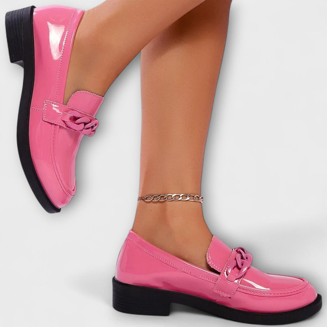 MELANIE | PINK CHAIN SOFT STEP LOAFERS