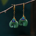 Retro Green Elephant Earrings