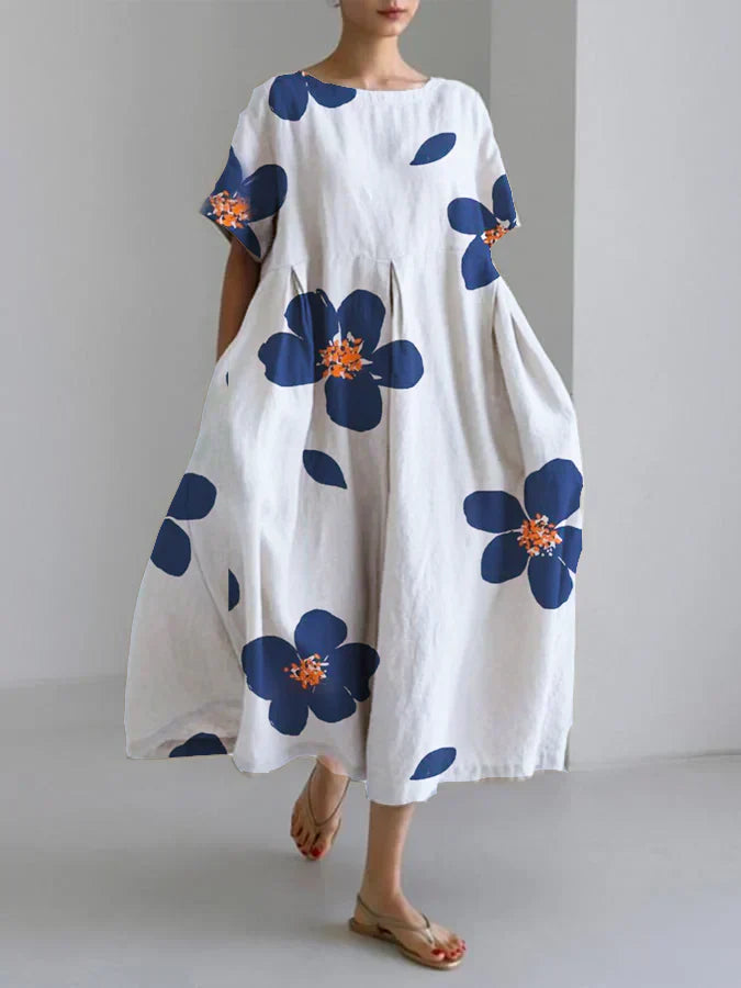 CATERINA | Robe longue d'été avec fleurs vives et confort doux pour les journées ensoleillées