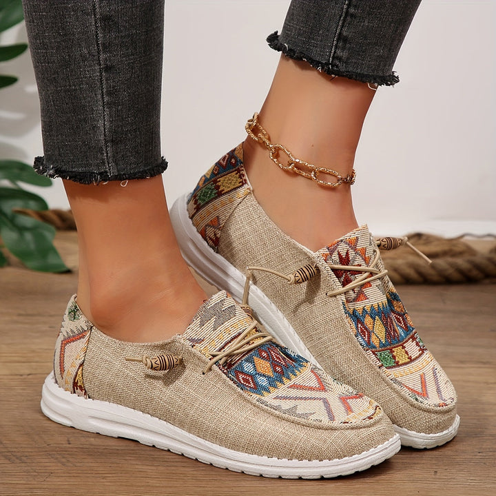 Women’s Vintage Ethnic Lace-Up Sneakers