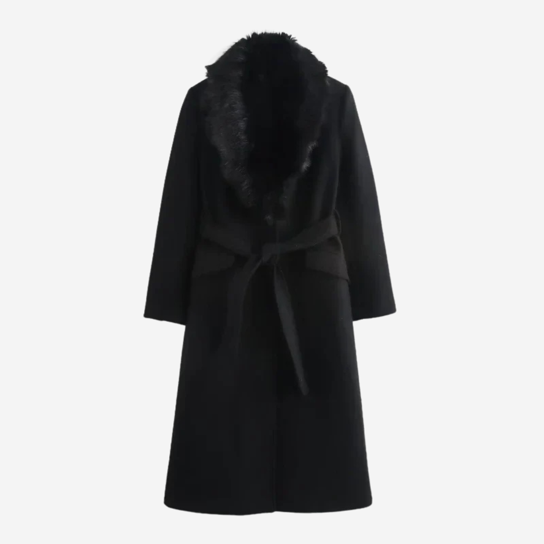 ISABEL | LONG COAT WITH FAUX FUR COLLAR