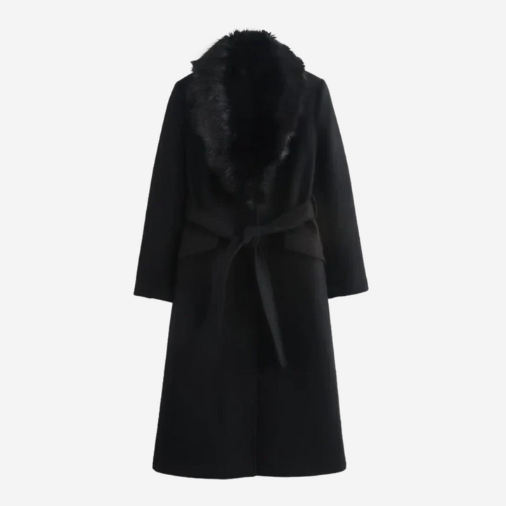 ISABEL | LONG COAT WITH FAUX FUR COLLAR