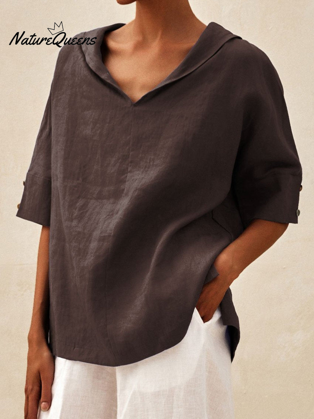 Women's Casual Linen V-neck Shirt