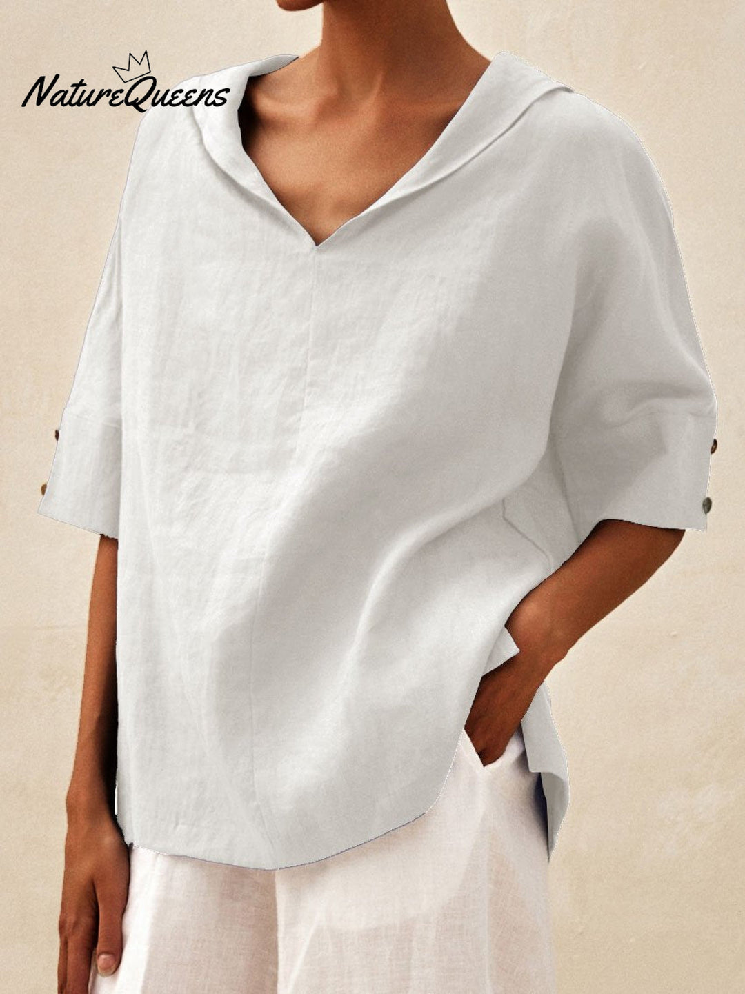 Women's Casual Linen V-neck Shirt