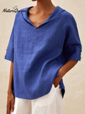 Women's Casual Linen V-neck Shirt