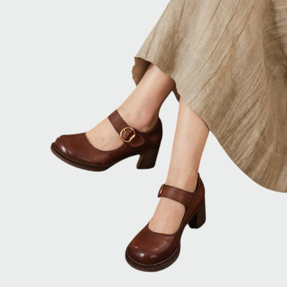 Karen | Chunky-Heel Buckle Mary Jane Shoes