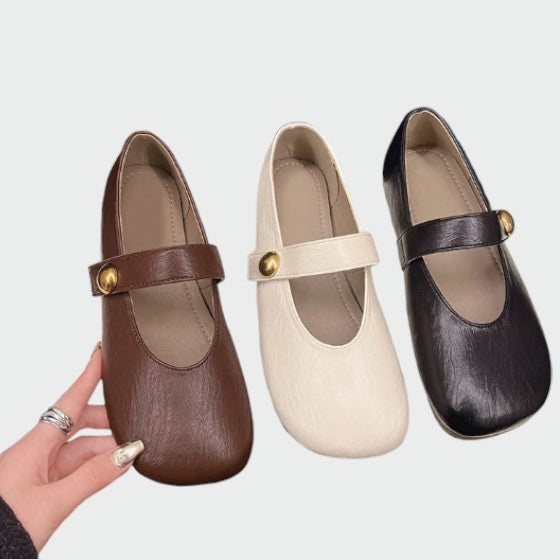 Susan | Round-Toe Button Mary Jane Shoes