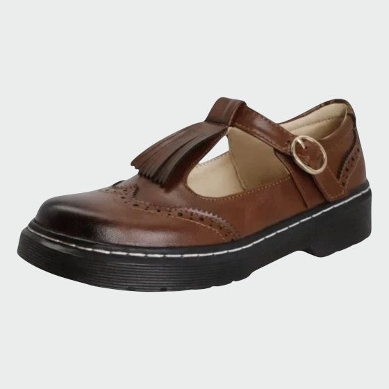 Grace | Elegante T-Bar Leather Shoes