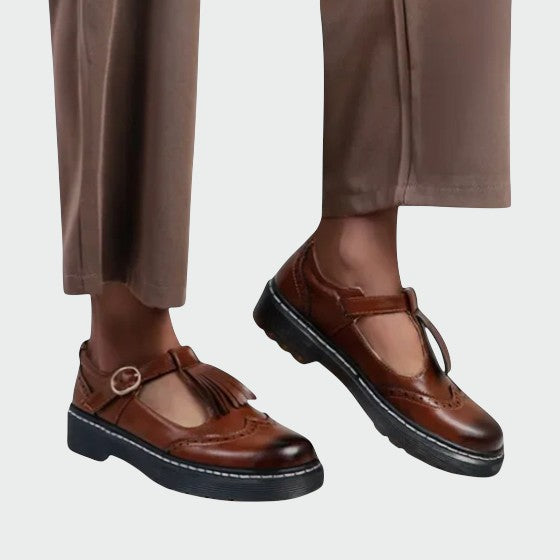 Grace | Elegante T-Bar Leather Shoes