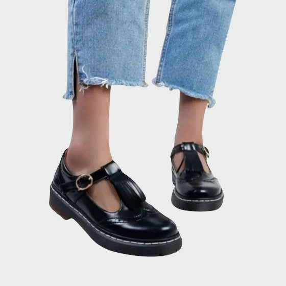 Grace | Elegante T-Bar Leather Shoes