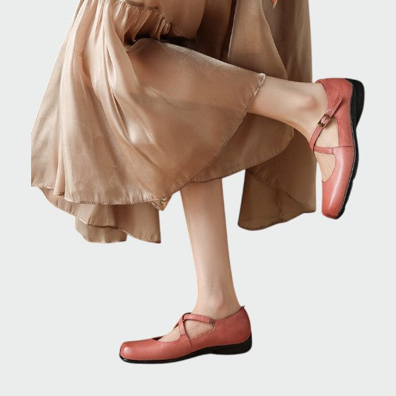 Diane | Square-Toe Cross-Strap Mary Jane Shoes