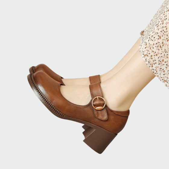 Karen | Chunky-Heel Buckle Mary Jane Shoes