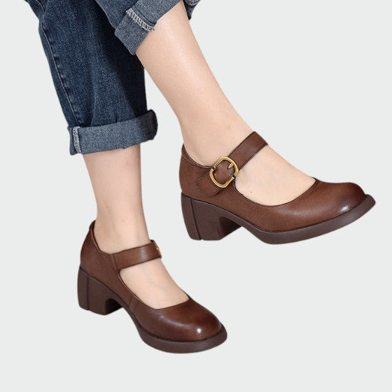Karen | Chunky-Heel Buckle Mary Jane Shoes