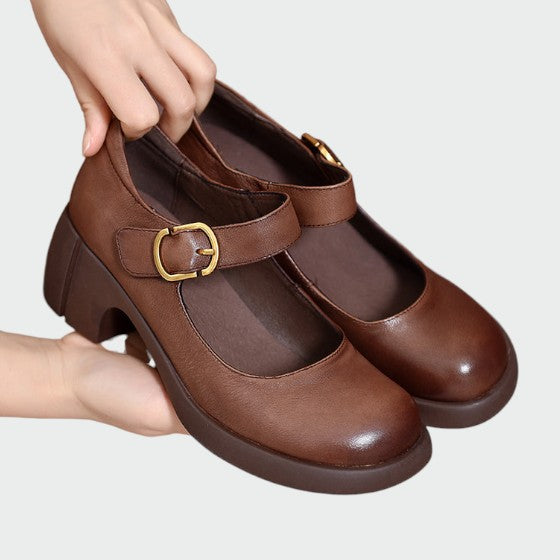Karen | Chunky-Heel Buckle Mary Jane Shoes