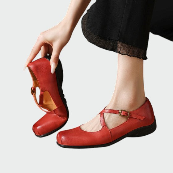 Diane | Square-Toe Cross-Strap Mary Jane Shoes