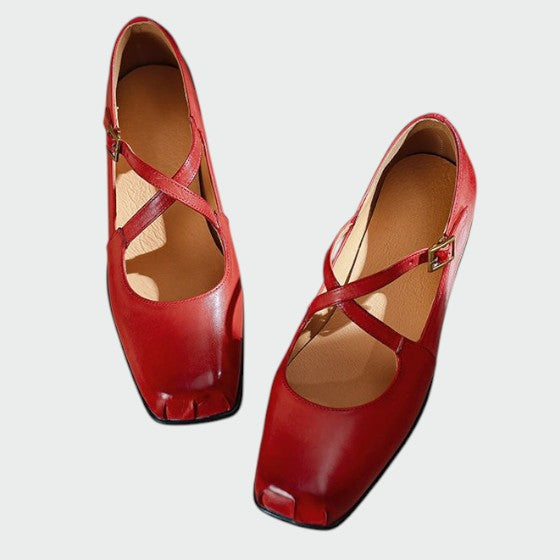 Diane | Square-Toe Cross-Strap Mary Jane Shoes