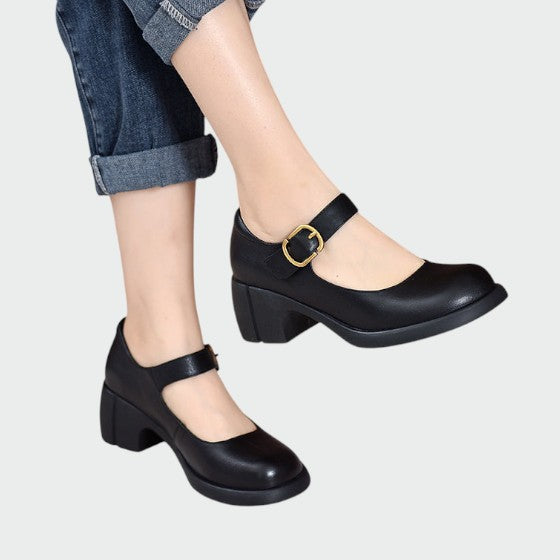 Karen | Chunky-Heel Buckle Mary Jane Shoes