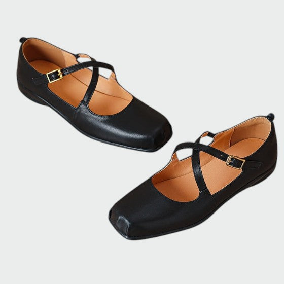 Diane | Square-Toe Cross-Strap Mary Jane Shoes