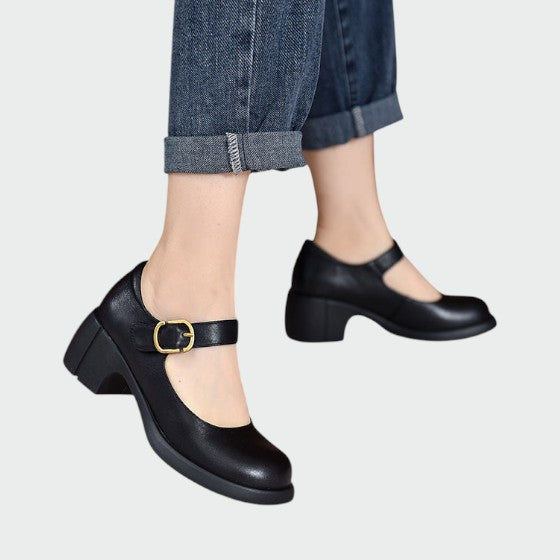 Karen | Chunky-Heel Buckle Mary Jane Shoes