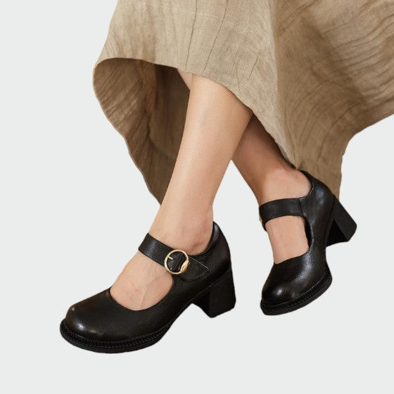 Karen | Chunky-Heel Buckle Mary Jane Shoes