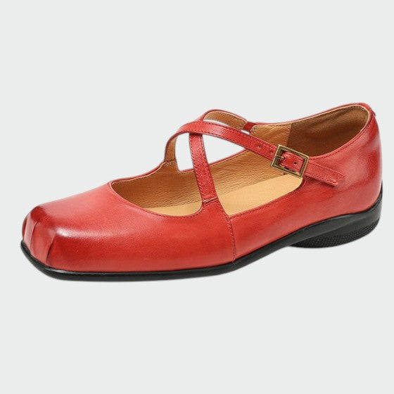 Diane | Square-Toe Cross-Strap Mary Jane Shoes
