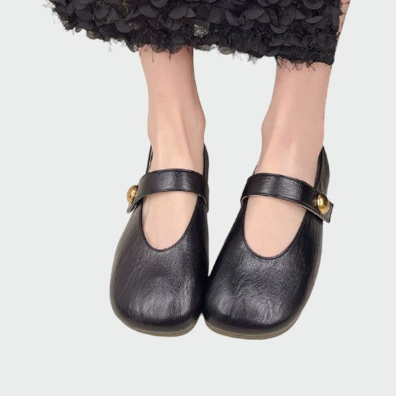Susan | Round-Toe Button Mary Jane Shoes