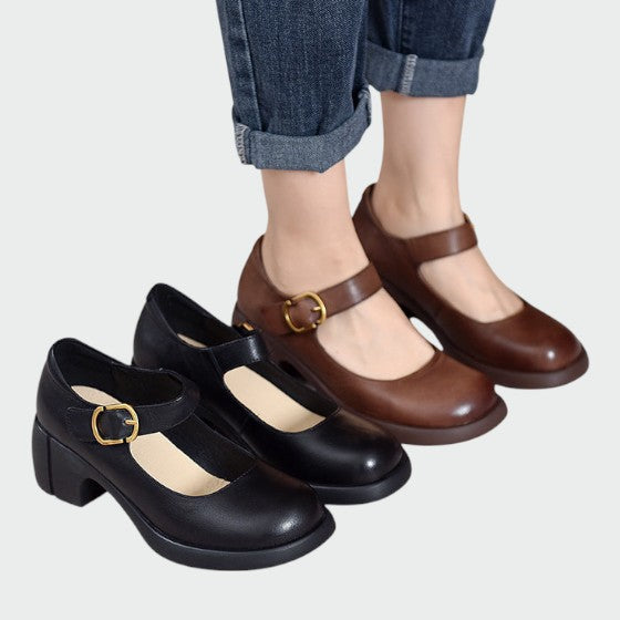 Karen | Chunky-Heel Buckle Mary Jane Shoes