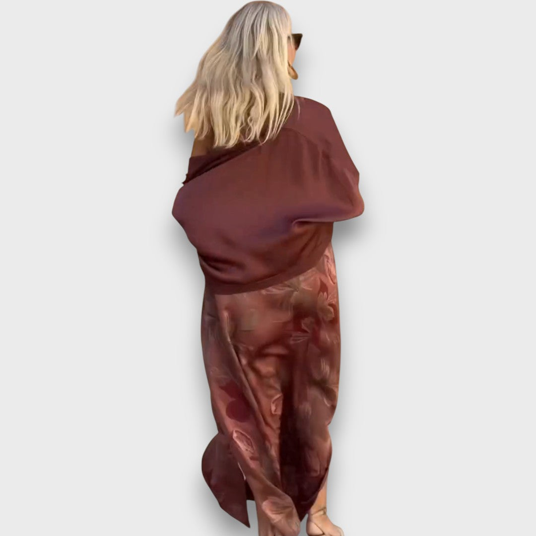 Terracota –  Maxikleid mit Cardigan