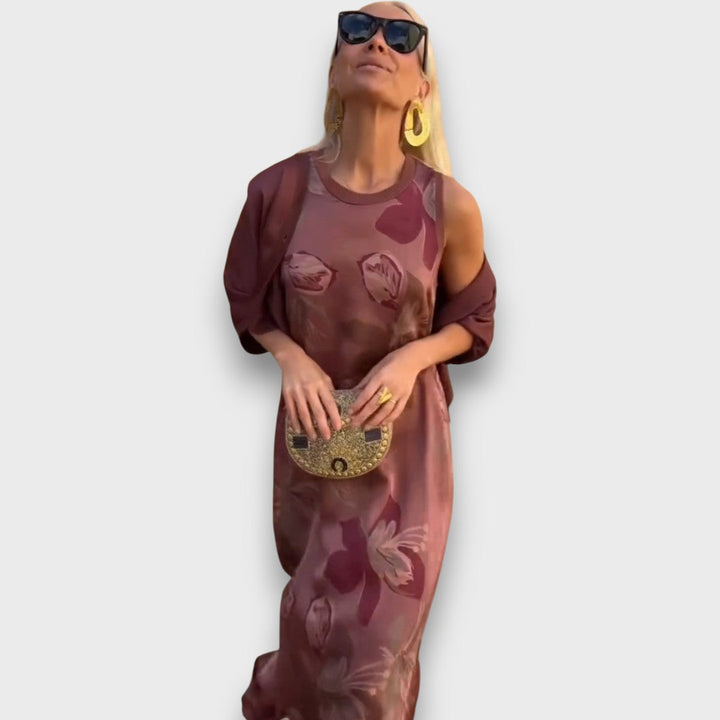 Terracota –  Maxikleid mit Cardigan