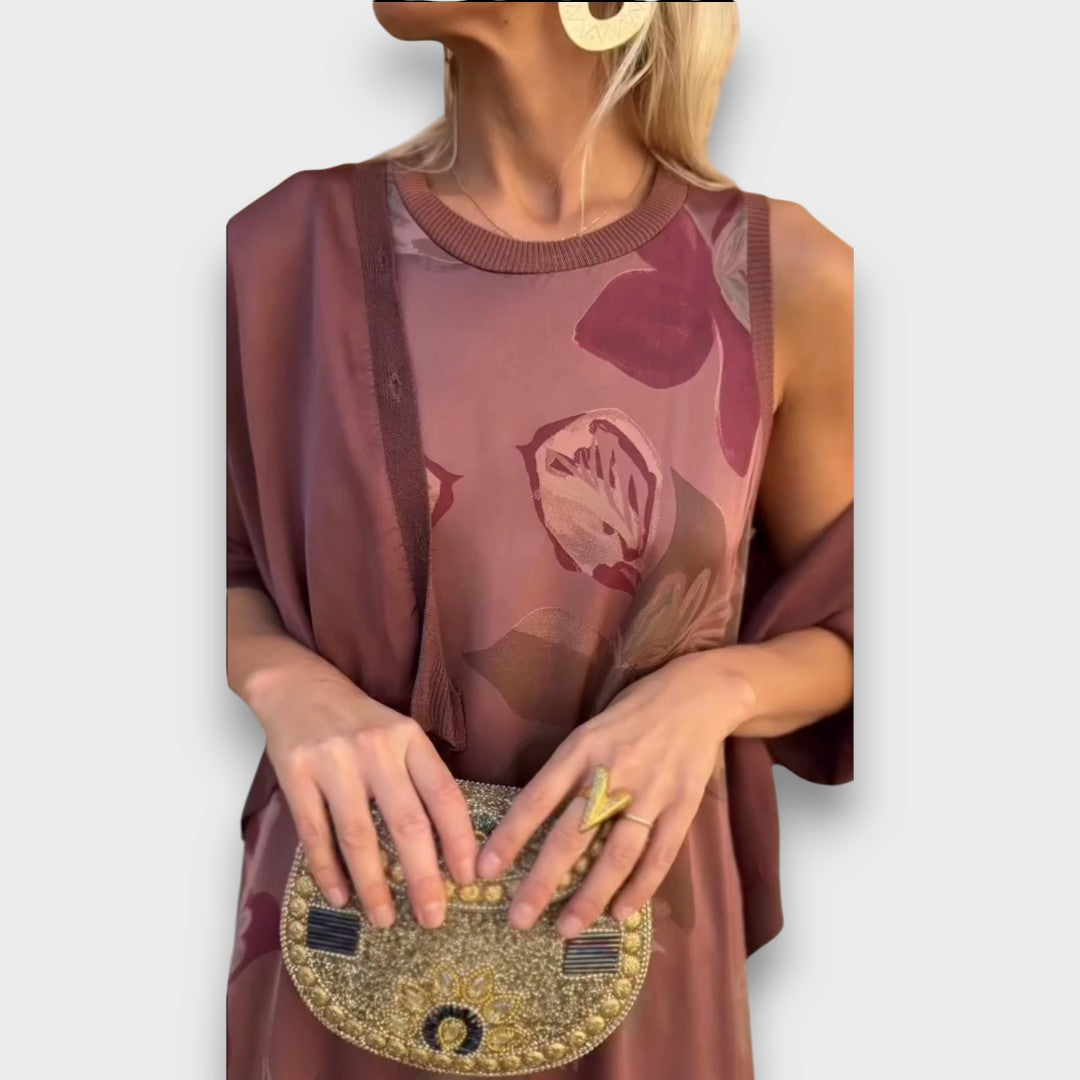 Terracota –  Maxikleid mit Cardigan