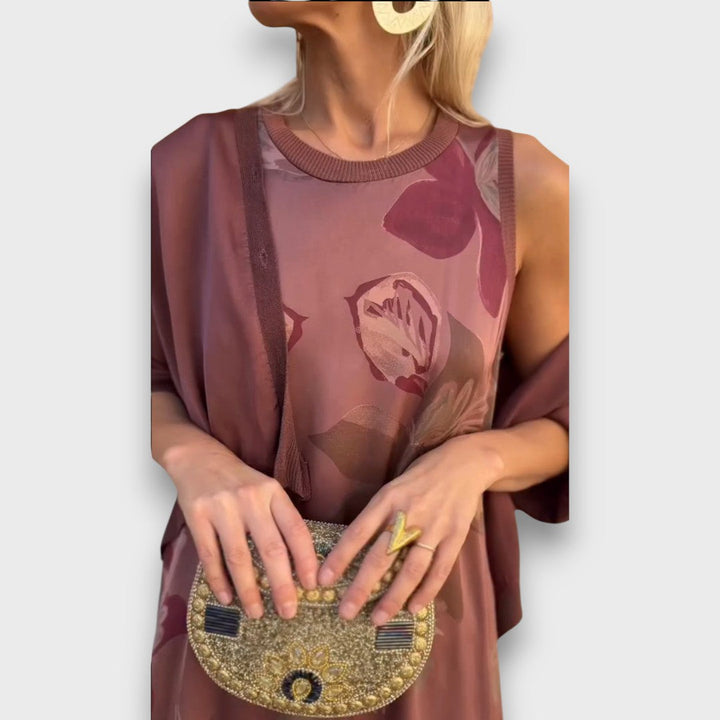 Terracota –  Maxikleid mit Cardigan