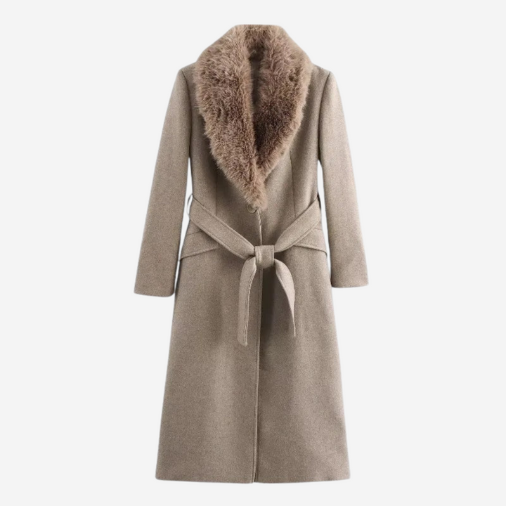 ISABEL | LONG COAT WITH FAUX FUR COLLAR