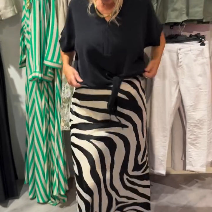 ⏳Time-limited Special⏰Women's Knot Front Blouse & Midi Skirt Casual Set