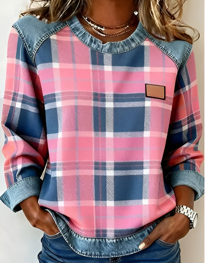Ivy-Jane | Sweatshirt with Checkered Patchwork